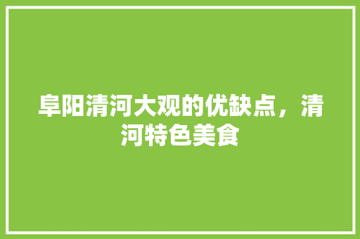 阜阳清河大观的优缺点，清河特色美食 阜阳清河大观的优缺点，清河特色美食 健康建议