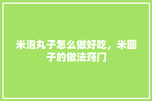 米泡丸子怎么做好吃，米圆子的做法窍门 米泡丸子怎么做好吃，米圆子的做法窍门 美食推荐