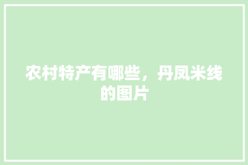 农村特产有哪些，丹凤米线的图片 农村特产有哪些，丹凤米线的图片 旅行资讯