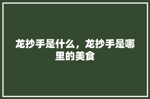 龙抄手是什么，龙抄手是哪里的美食