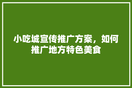 小吃城宣传推广方案，如何推广地方特色美食 小吃城宣传推广方案，如何推广地方特色美食 美食推荐