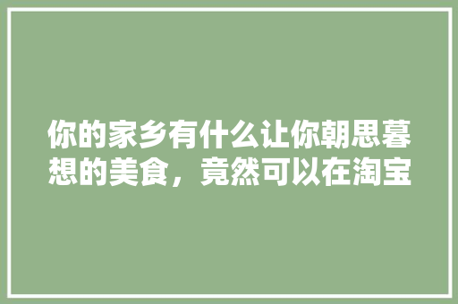 你的家乡有什么让你朝思暮想的美食，竟然可以在淘宝买到，淘宝怎么卖小吃技术资料