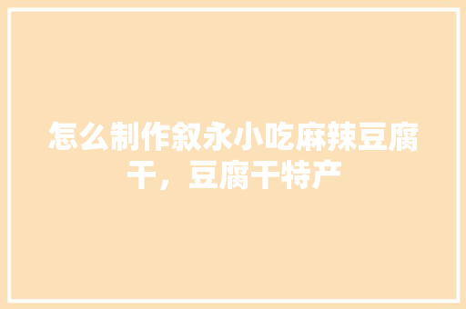 怎么制作叙永小吃麻辣豆腐干，豆腐干特产