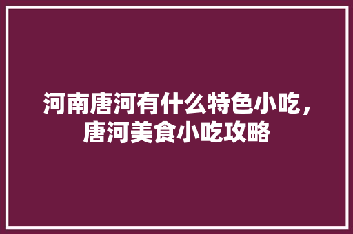 河南唐河有什么特色小吃，唐河美食小吃攻略