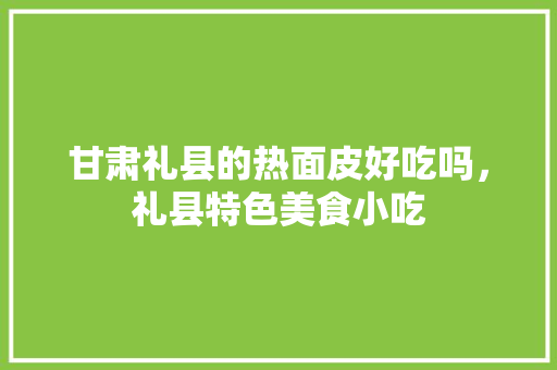 甘肃礼县的热面皮好吃吗，礼县特色美食小吃