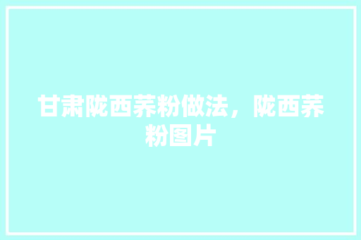 甘肃陇西荞粉做法，陇西荞粉图片