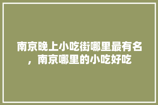 南京晚上小吃街哪里最有名，南京哪里的小吃好吃 南京晚上小吃街哪里最有名，南京哪里的小吃好吃 旅行资讯