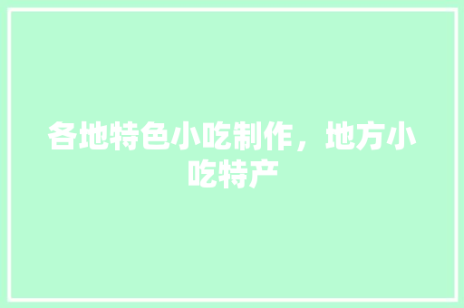 各地特色小吃制作，地方小吃特产