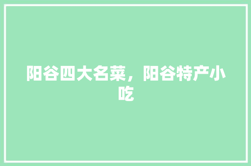 阳谷四大名菜，阳谷特产小吃