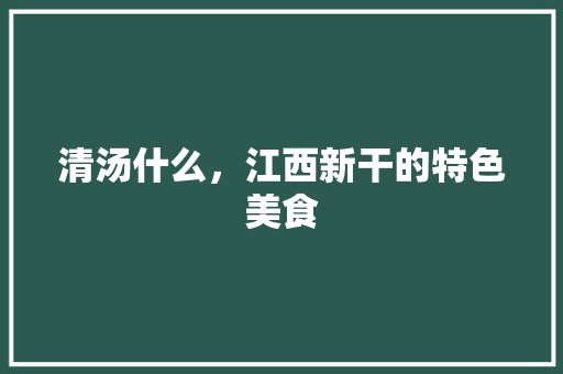 清汤什么，江西新干的特色美食