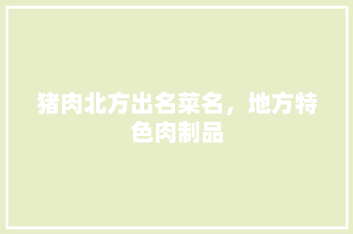 猪肉北方出名菜名，地方特色肉制品