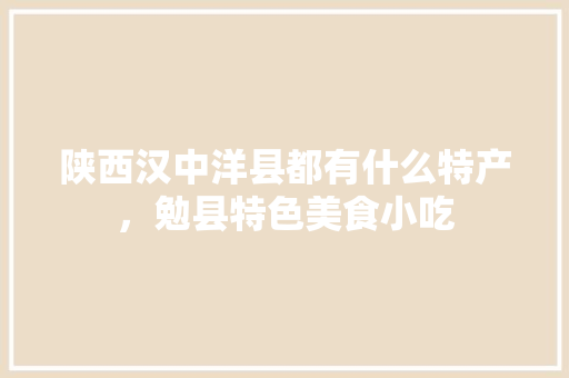 陕西汉中洋县都有什么特产，勉县特色美食小吃 陕西汉中洋县都有什么特产，勉县特色美食小吃 美食推荐
