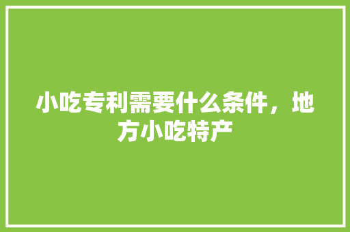 小吃专利需要什么条件，地方小吃特产
