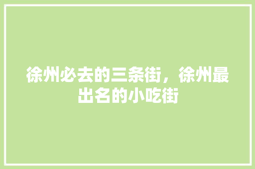 徐州必去的三条街，徐州最出名的小吃街 徐州必去的三条街，徐州最出名的小吃街 生活指南