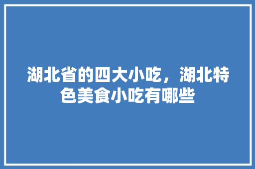湖北省的四大小吃，湖北特色美食小吃有哪些
