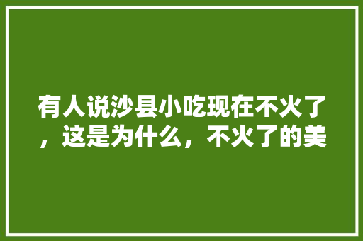 有人说沙县小吃现在不火了，这是为什么，不火了的美食 有人说沙县小吃现在不火了，这是为什么，不火了的美食 旅行资讯