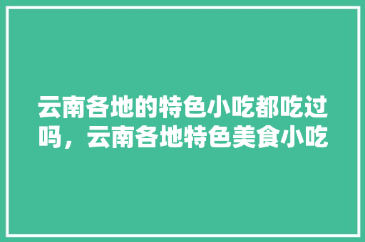 云南各地的特色小吃都吃过吗，云南各地特色美食小吃