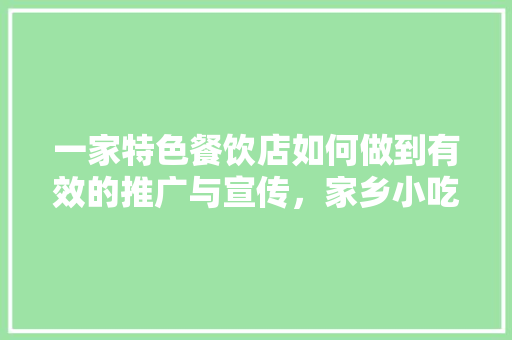 一家特色餐饮店如何做到有效的推广与宣传，家乡小吃市场营销方案