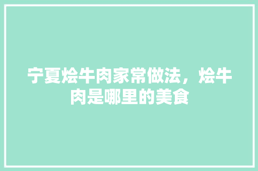 宁夏烩牛肉家常做法，烩牛肉是哪里的美食