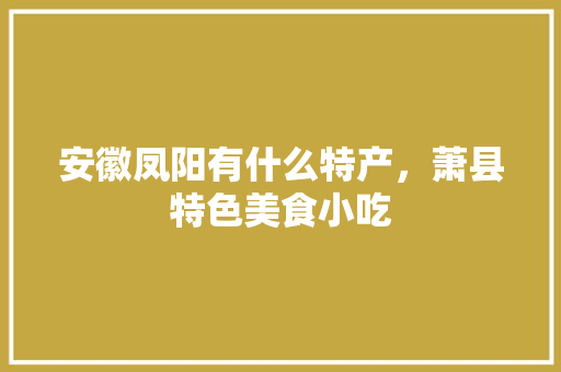 安徽凤阳有什么特产，萧县特色美食小吃