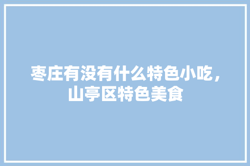 枣庄有没有什么特色小吃，山亭区特色美食