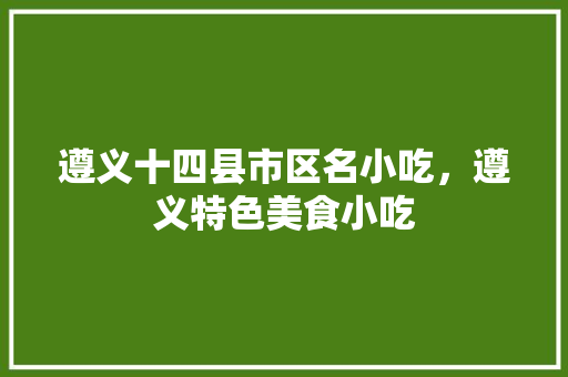 遵义十四县市区名小吃，遵义特色美食小吃