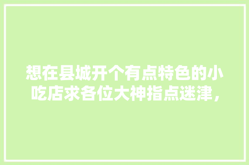 想在县城开个有点特色的小吃店求各位大神指点迷津，装修风格小吃店