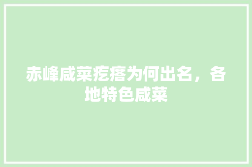 赤峰咸菜疙瘩为何出名，各地特色咸菜