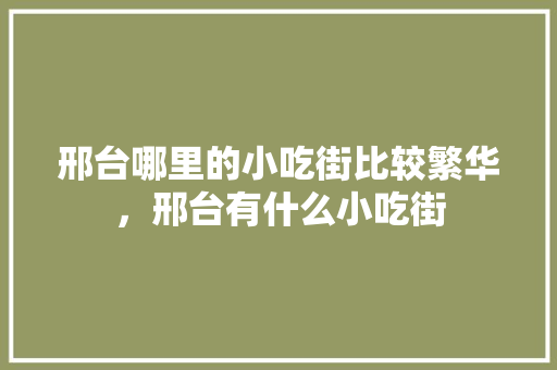 邢台哪里的小吃街比较繁华，邢台有什么小吃街