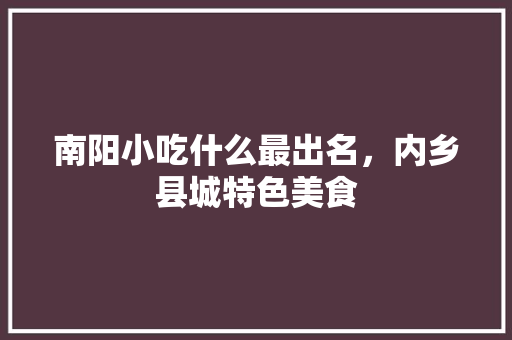 南阳小吃什么最出名，内乡县城特色美食