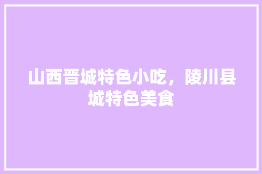山西晋城特色小吃，陵川县城特色美食 山西晋城特色小吃，陵川县城特色美食 旅行资讯