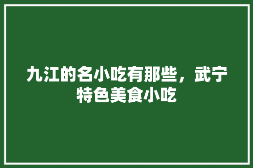 九江的名小吃有那些，武宁特色美食小吃 九江的名小吃有那些，武宁特色美食小吃 家居窍门