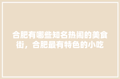 合肥有哪些知名热闹的美食街，合肥最有特色的小吃