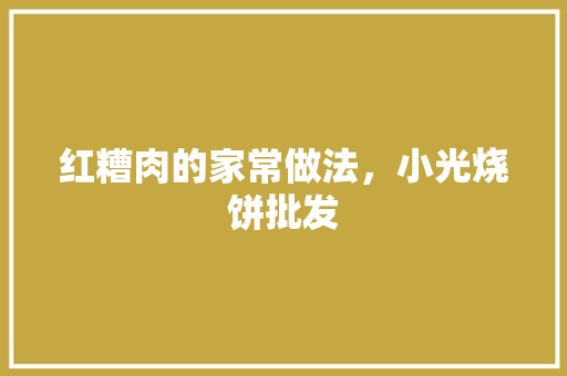 红糟肉的家常做法，小光烧饼批发