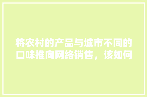 将农村的产品与城市不同的口味推向网络销售，该如何操作，地方小吃网购