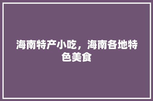 海南特产小吃，海南各地特色美食