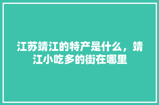 江苏靖江的特产是什么，靖江小吃多的街在哪里