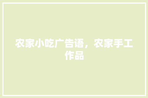 农家小吃广告语，农家手工作品