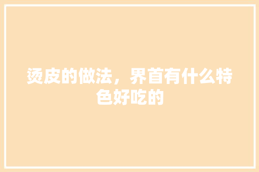 烫皮的做法，界首有什么特色好吃的