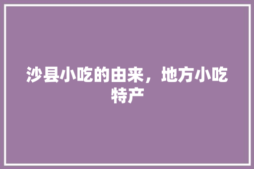 沙县小吃的由来，地方小吃特产 沙县小吃的由来，地方小吃特产 生活指南