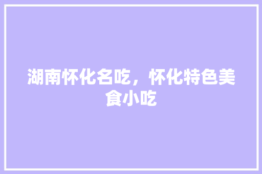 湖南怀化名吃，怀化特色美食小吃