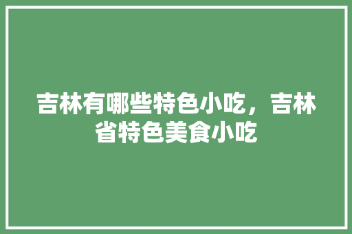 吉林有哪些特色小吃，吉林省特色美食小吃