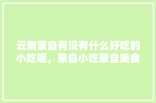 云南蒙自有没有什么好吃的小吃呢，蒙自小吃蒙自美食