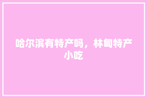 哈尔滨有特产吗，林甸特产小吃