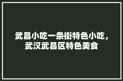 武昌小吃一条街特色小吃，武汉武昌区特色美食 武昌小吃一条街特色小吃，武汉武昌区特色美食 美食推荐