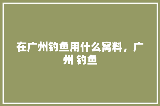 在广州钓鱼用什么窝料，广州 钓鱼