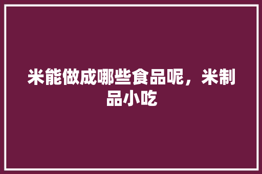 米能做成哪些食品呢，米制品小吃