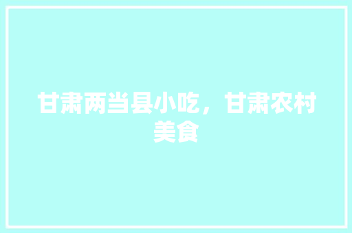 甘肃两当县小吃，甘肃农村美食