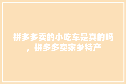 拼多多卖的小吃车是真的吗，拼多多卖家乡特产