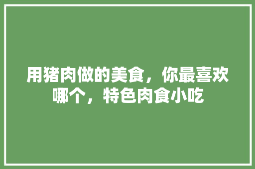 用猪肉做的美食，你最喜欢哪个，特色肉食小吃